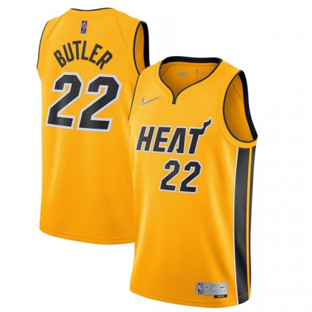 Men's Miami Heat Jimmy Butler #22 Yellow 20/21 Swingman Jersey - Earned Edition-Pro Kit Vault | Brand New 26/27 Sports Jerseys